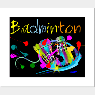 Racket Badminton sport art  brush style Posters and Art